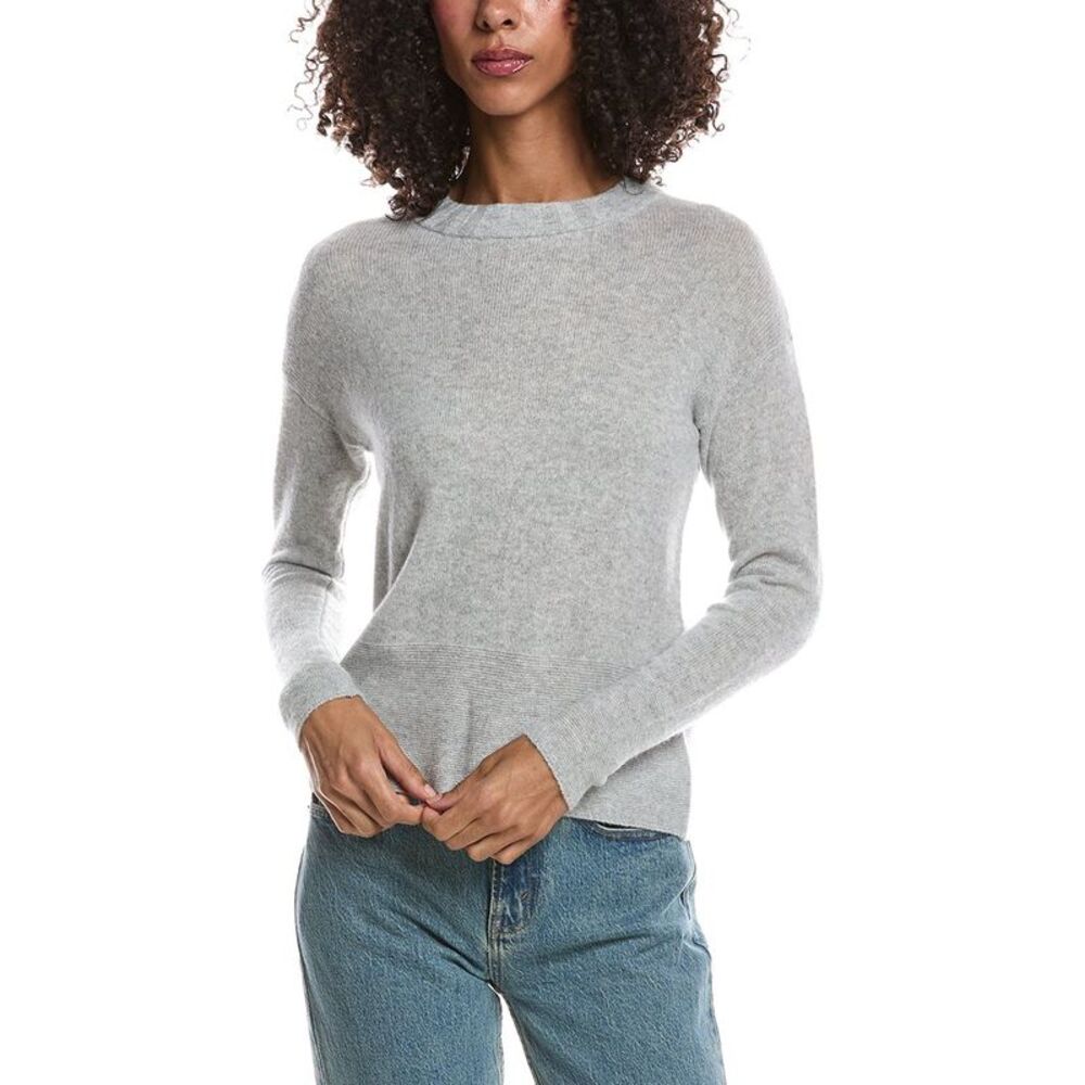 Brodie Cashmere Womens  Pearl 100% Cashmere Sweater, Grey